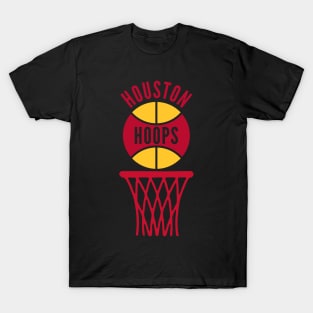 Retro Houston Hoops Red and Gold Logo T-Shirt